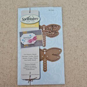 RARE SPELLBINDERS METAL DIES DRAGONFLY DRAGON DELIGHT CUT EMBOSS STENCIL DIE